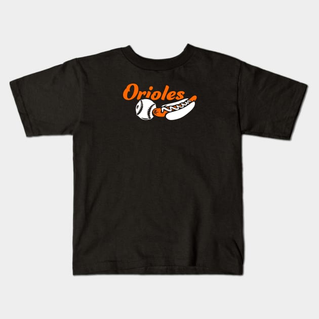 Orioles Ball and Dog Kids T-Shirt by Throwzack